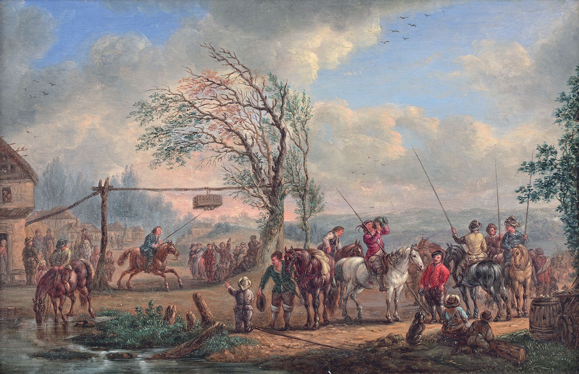 Null Atelier de Carl van FALENS (1683-1733)
Le jeu de bagues
Huile sur panneau.
&hellip;