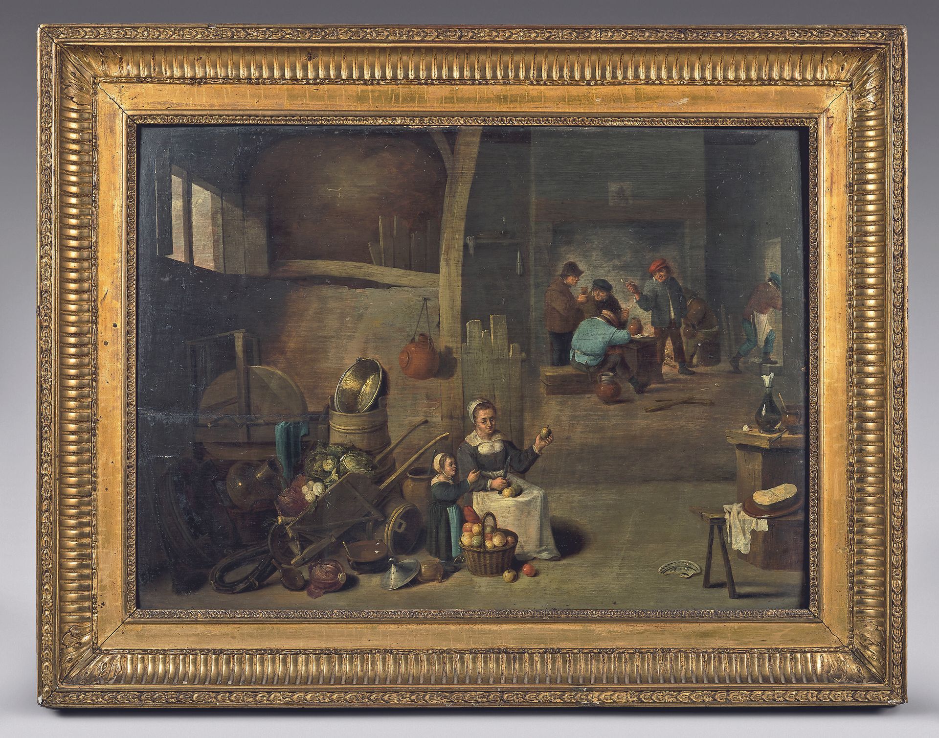 Null 17th century FLEMISH SCHOOL
Interior of a kitchen with characters
Oil on pa&hellip;