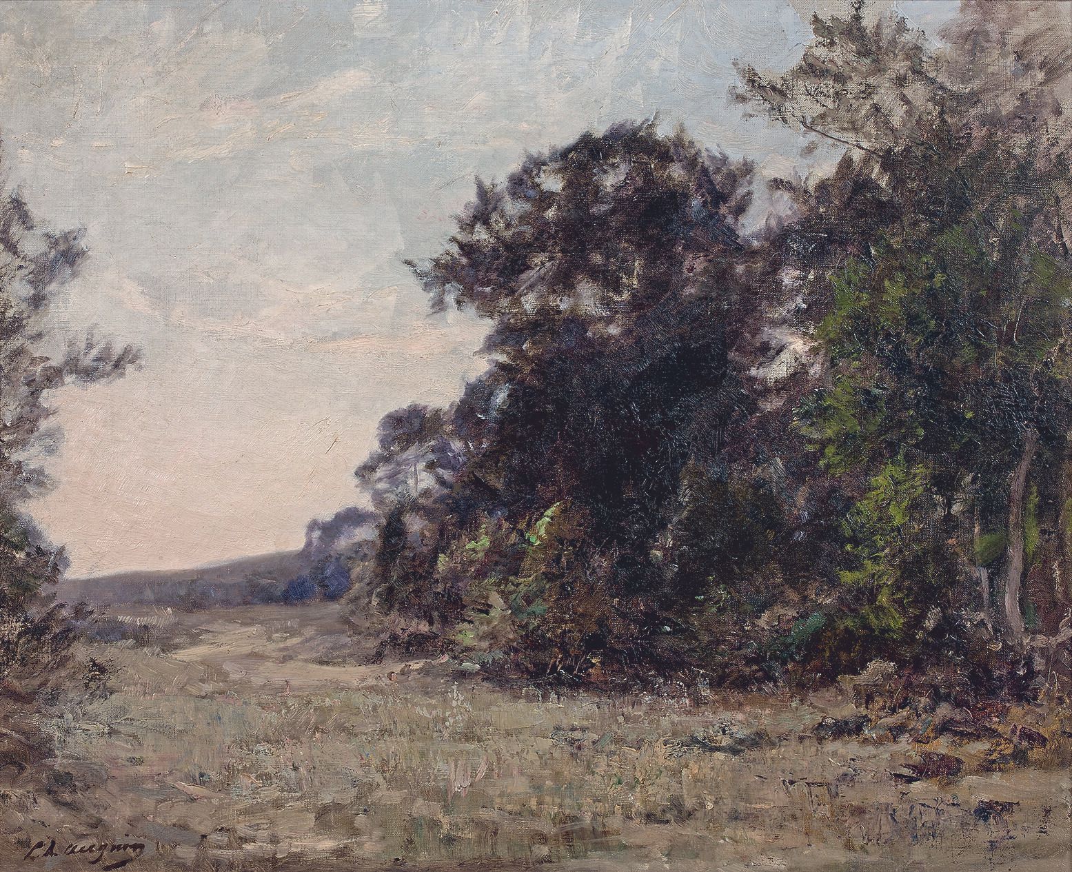 Null 路易-奥古斯特-奥古恩 (1824-1904)
韦尔登河的火卫士 
布面油画，左下方有签名。
(修复物和碎片)。
50 x 73 cm