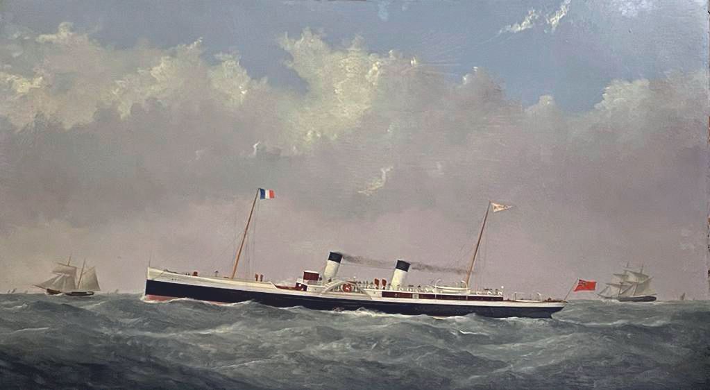 Null 乔治-米尔斯 (1826-1906)
鲁昂号蒸汽船，1891年
木板油画，有签名，日期为91年，背面有重新签名和日期。
46 x 80.5厘米