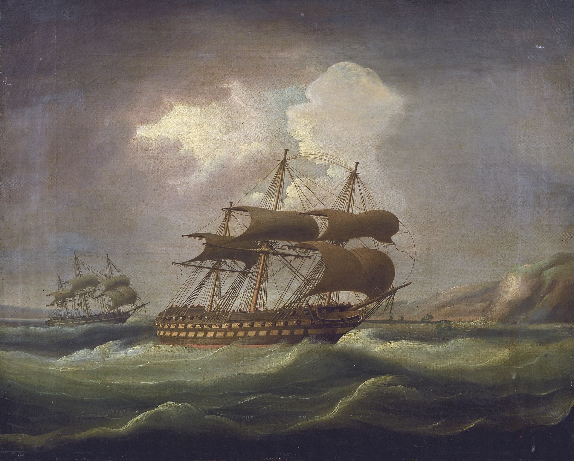 Null FRANZÖSISCHE SCHULE des 19. Jahrhunderts
Kriegsschiff unter Segeln
Öl auf L&hellip;