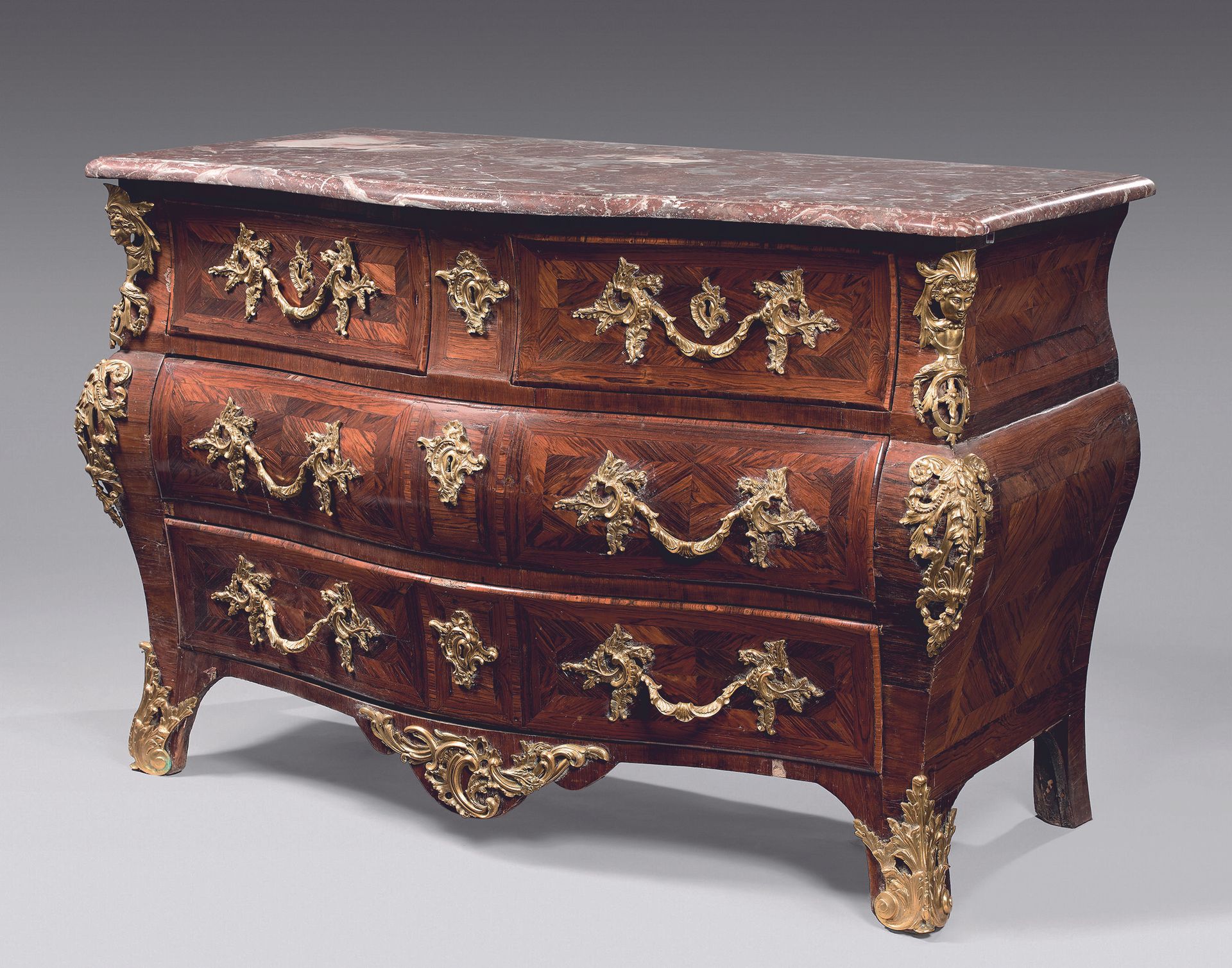 Null Chest of drawers " tomb " in veneer of rosewood and violet wood opening to &hellip;