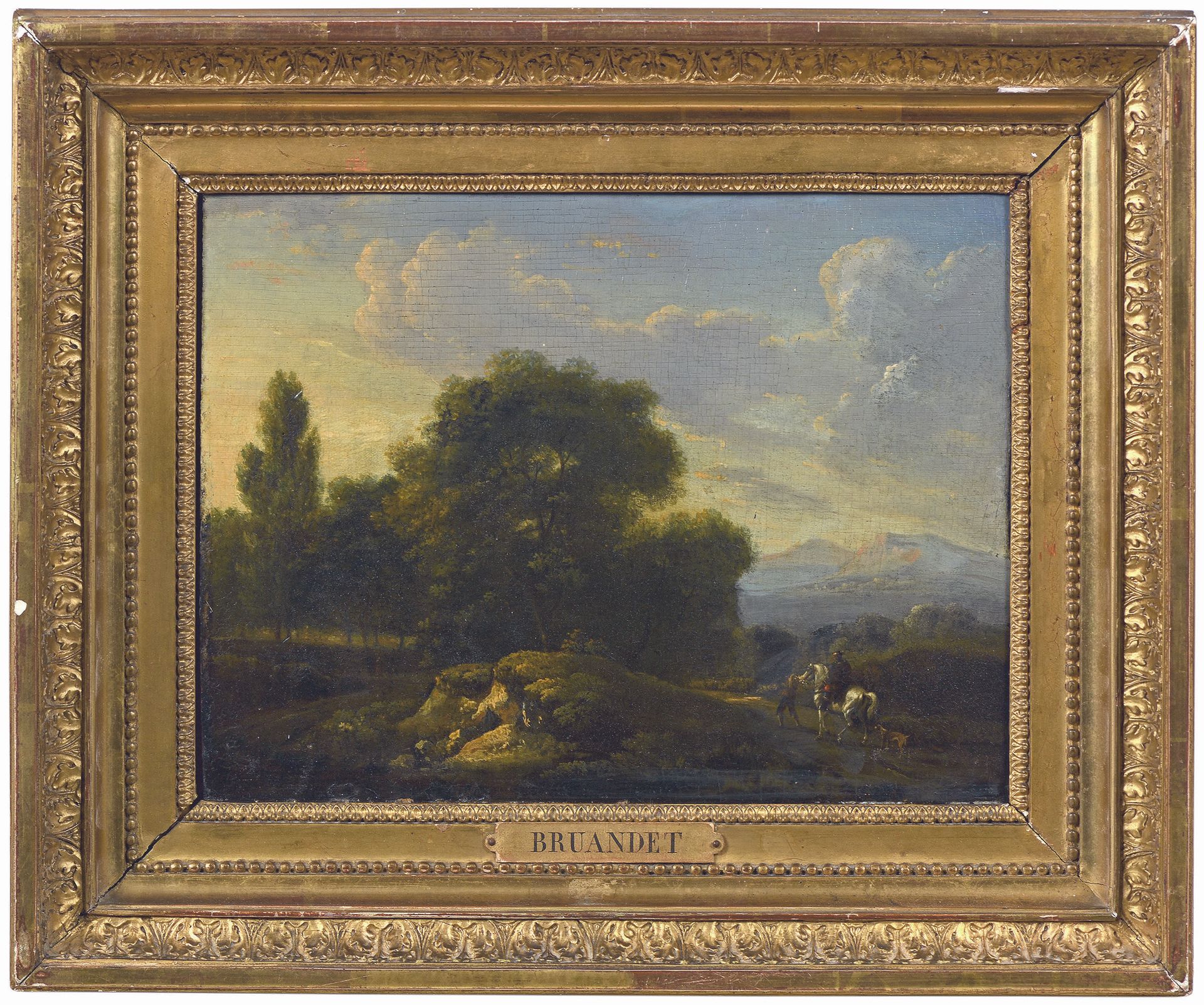 Null 拉扎尔-布朗德 (1755-1804)
景观与人物
板上油彩。
(底部的小型修复物)。
23,6 x 30 cm