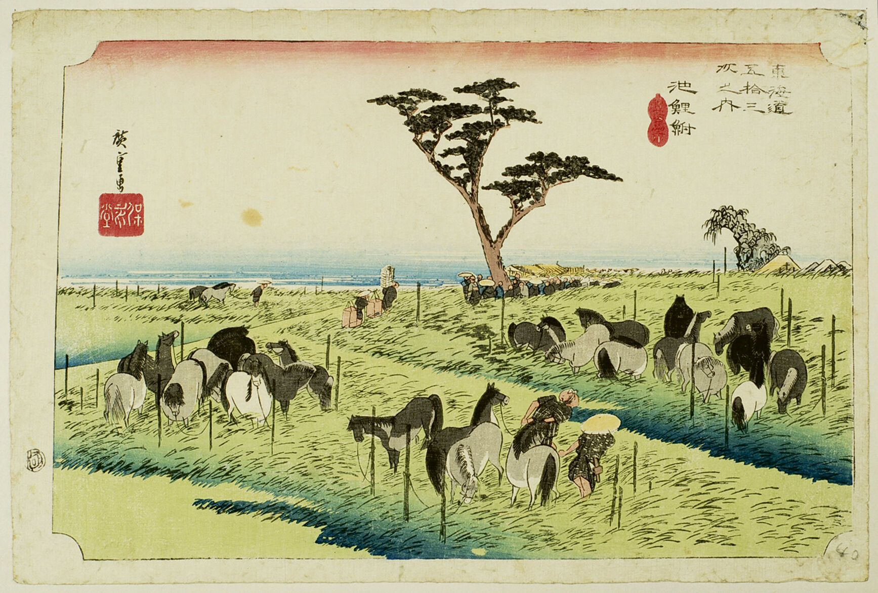 Null 宇川广重 (1797-1858)
Oban yoko-e，出自《东海道五十三站》系列，第40站：Chiryū, shuka uma ichi，Chir&hellip;