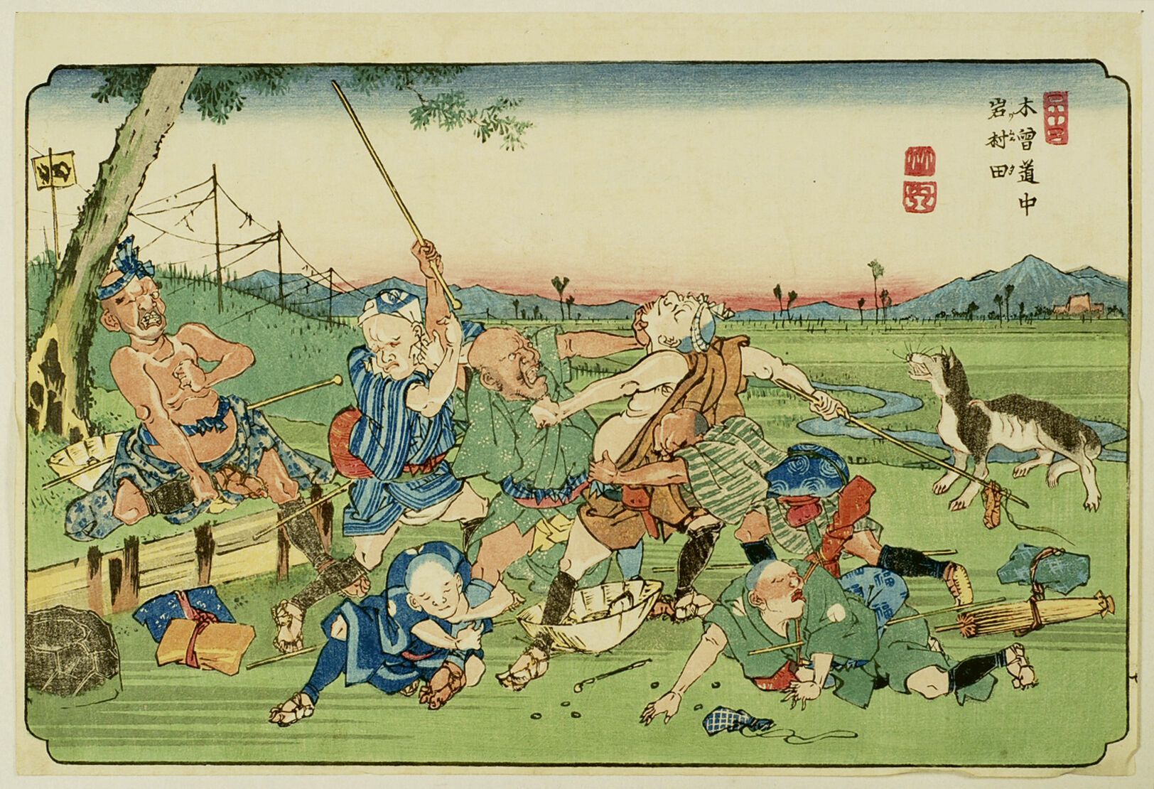 Null Keisai Eisen (1790-1848) 
Deux oban yoko-e de la série Kisokaido rokuju tsu&hellip;