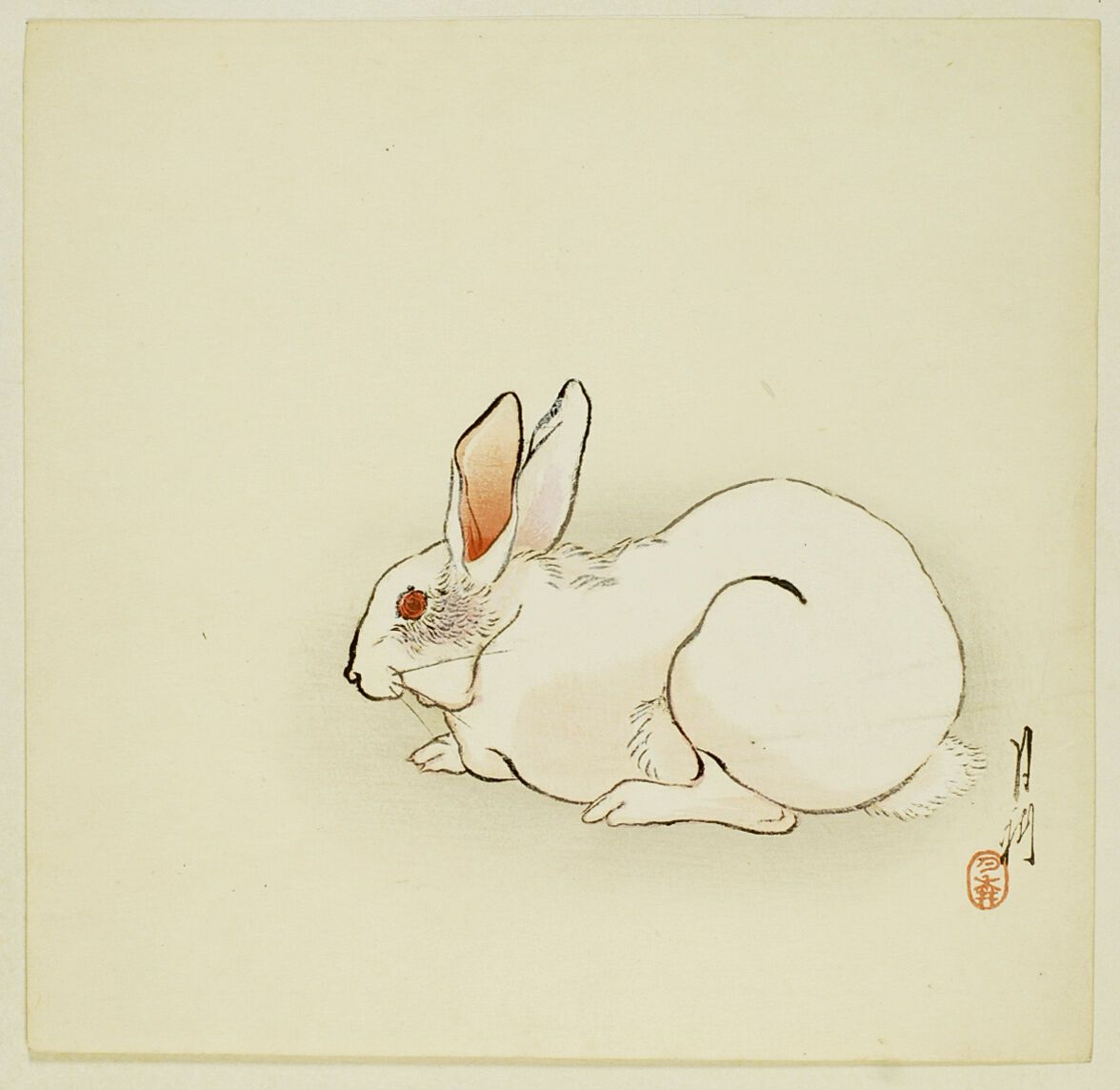 Null Ogata Gekko (1859-1920)
Surimono shikishiban, Rabbit. 
Signed Gekko and art&hellip;