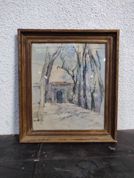 Null René KUDER (1882-1962)
"Puerta".
Acuarela.
61 x 51 cm.