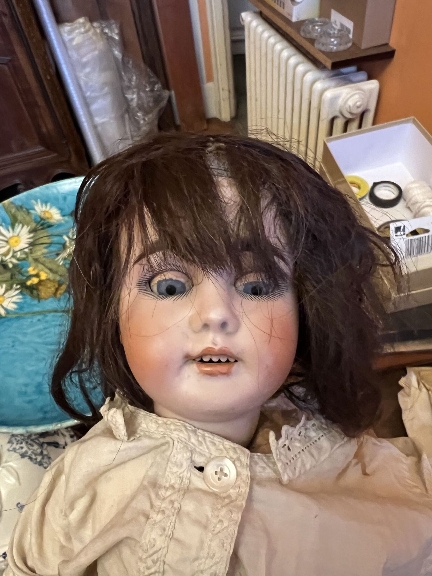 Null 德国娃娃
双人头，张嘴，标记为44-30
长度：55厘米 
一个SFBJ娃娃，头部破损，被粘在一起。