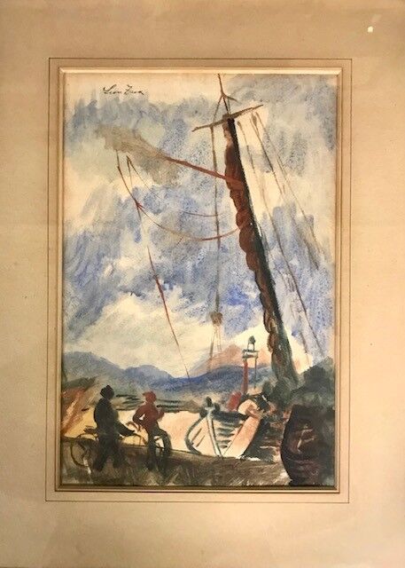 Null Léon ZACK (XXe)
"Au bord du quai"
Aquarelle signée en bas à gauche.
33 x 22&hellip;