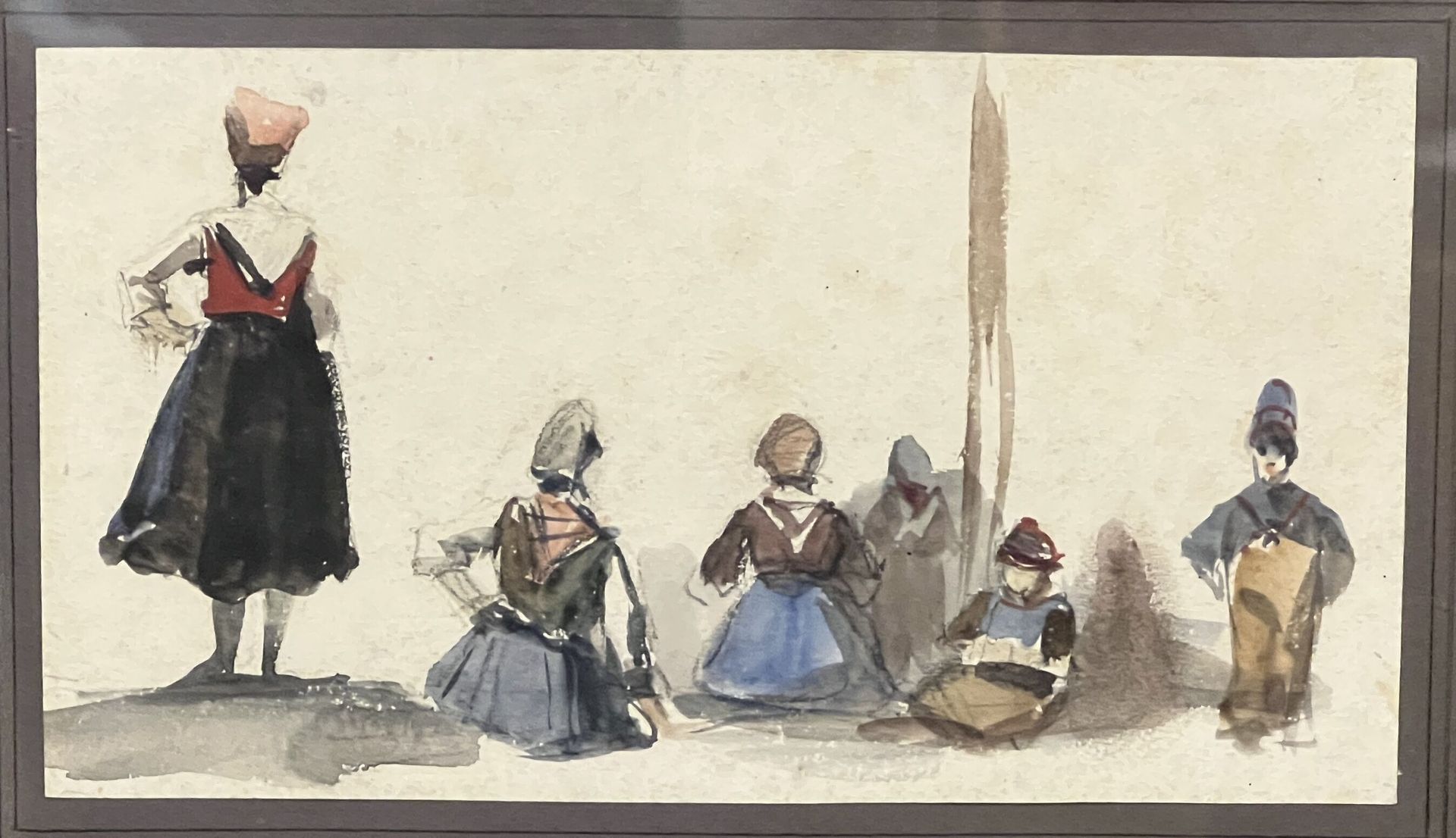 Null Gustave François MORIN (1809-1886)
"Person von hinten"
Aquarell auf Papier.&hellip;