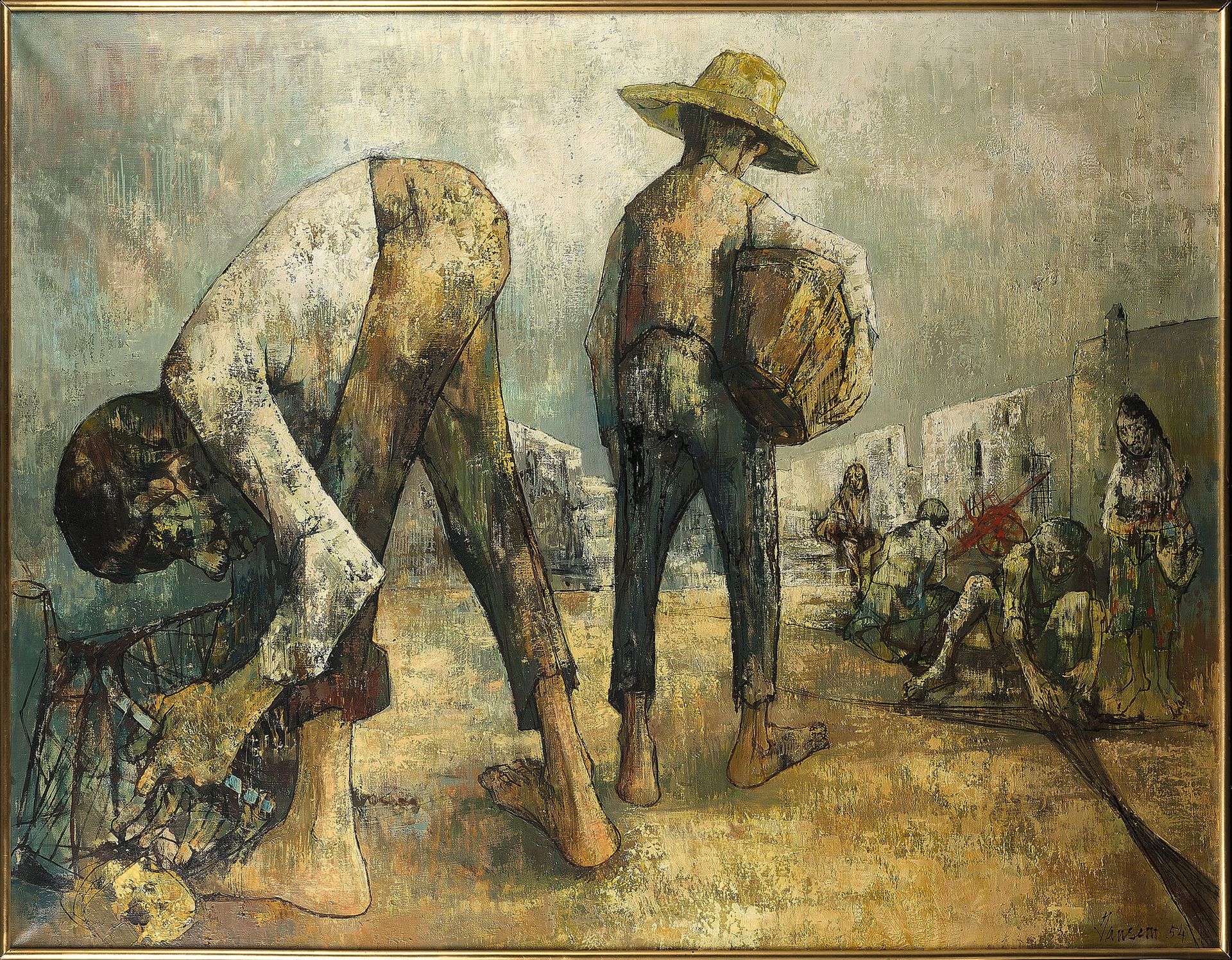 Null 让-詹森 (1920-2013)
捕鱼归来, 1954
布面油画，右下方有签名和日期54。
113 x 146,5 cm