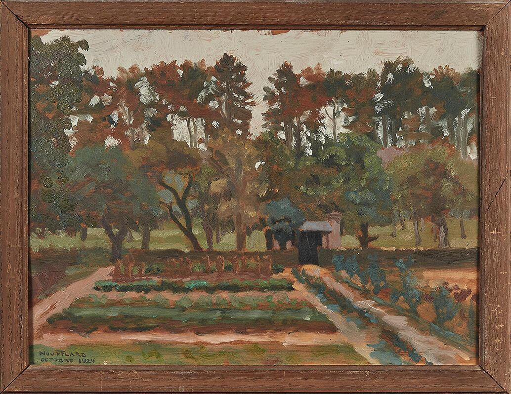 Null André NOUFFLARD (1885-1968)
弗雷斯奈的菜园，1924年
板面油画，左下角有签名和日期，重签André，重签日期为1924年&hellip;