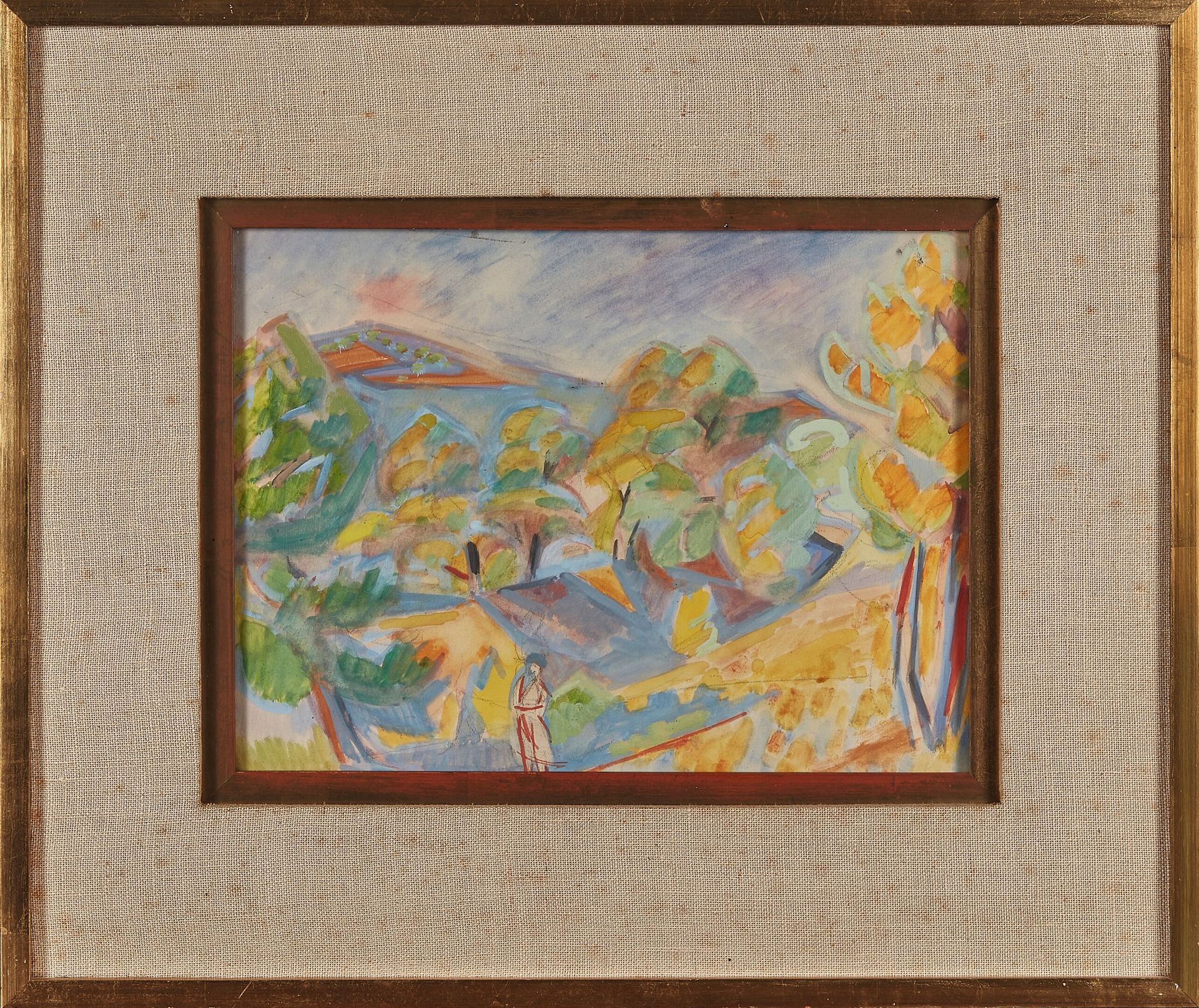 Null André LHOTE (1885-1962)
南方风景中的年轻女子，1958年
水粉画。
28,5 x 38,5 cm
我们感谢多米尼克-贝曼-马丁&hellip;