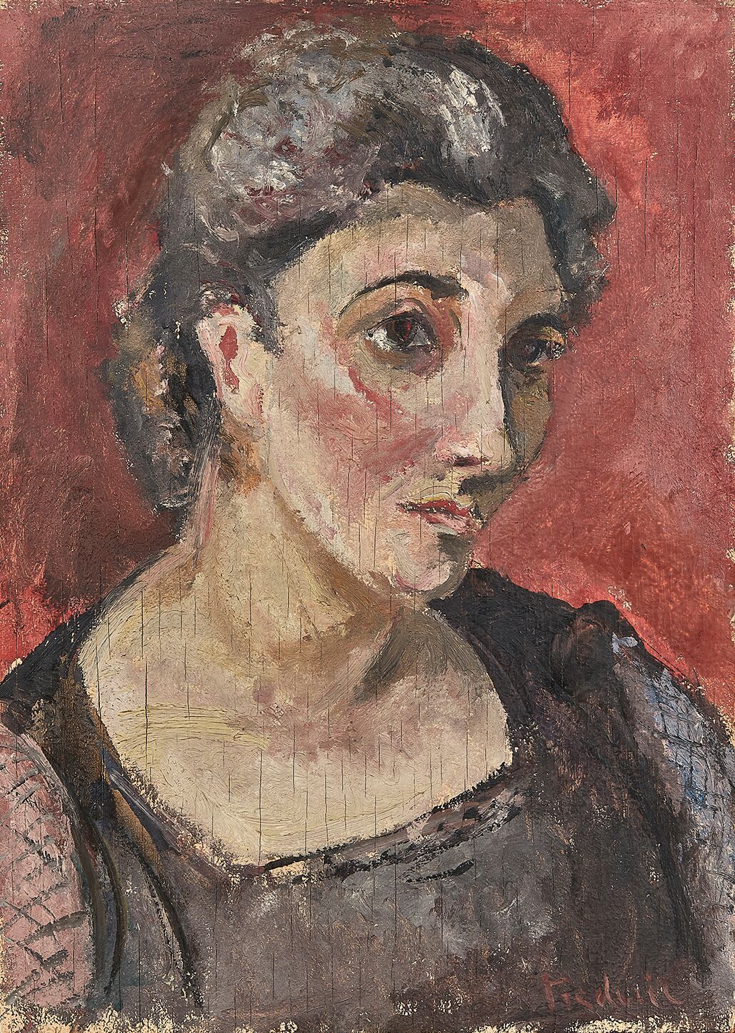 Null 弗雷德里克-卢斯(Frédéric LUCE) (1896-1974)
一个女人的肖像
面板油画，右下角有签名。
(事故）。
46 x 33 cm