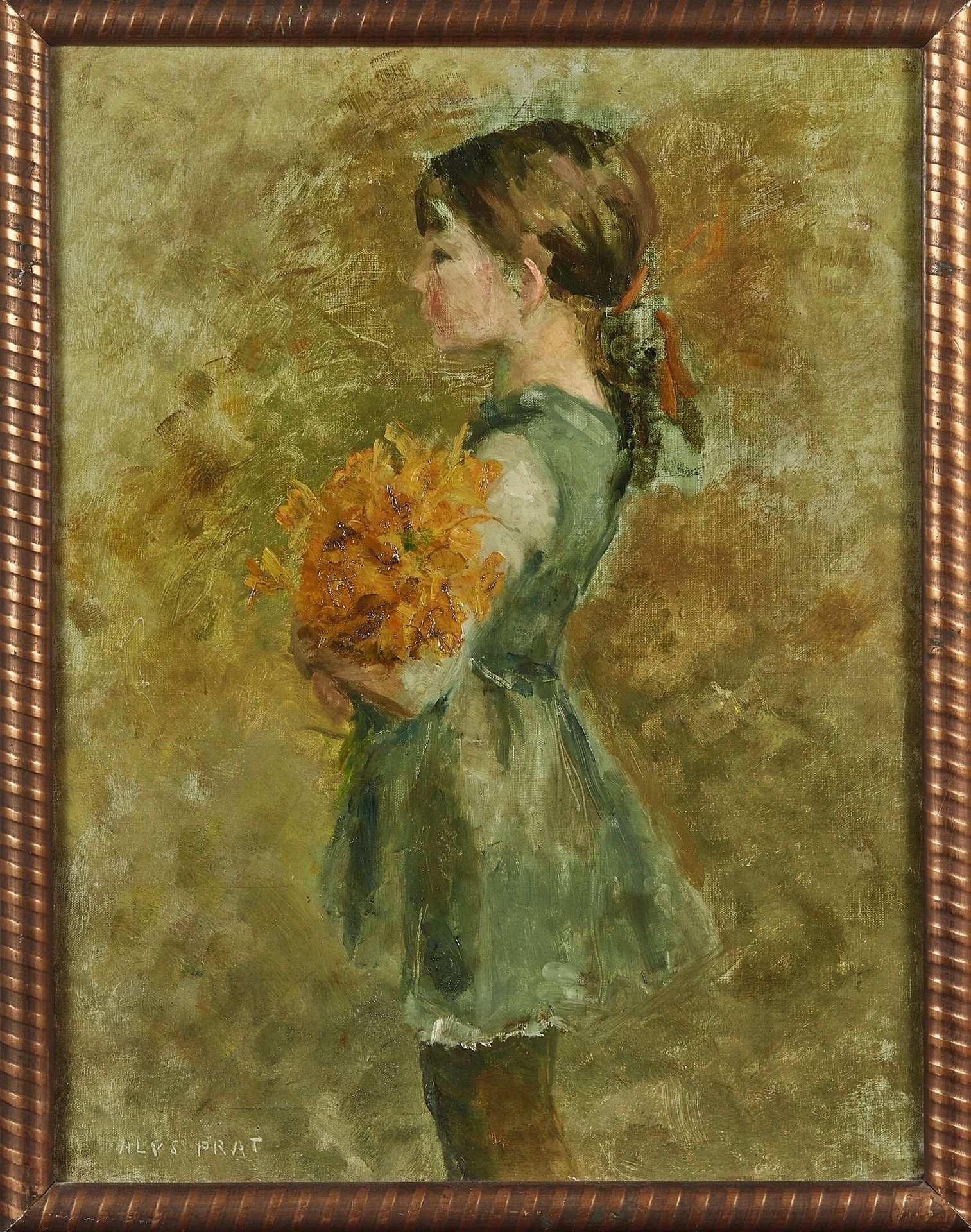 Null 阿丽斯-普拉特(1886-1924)
年轻女孩与水仙花
布面油画，左下方有签名。
(右上方的小事故)
61 x 46厘米
展览：1931年5月15日至&hellip;