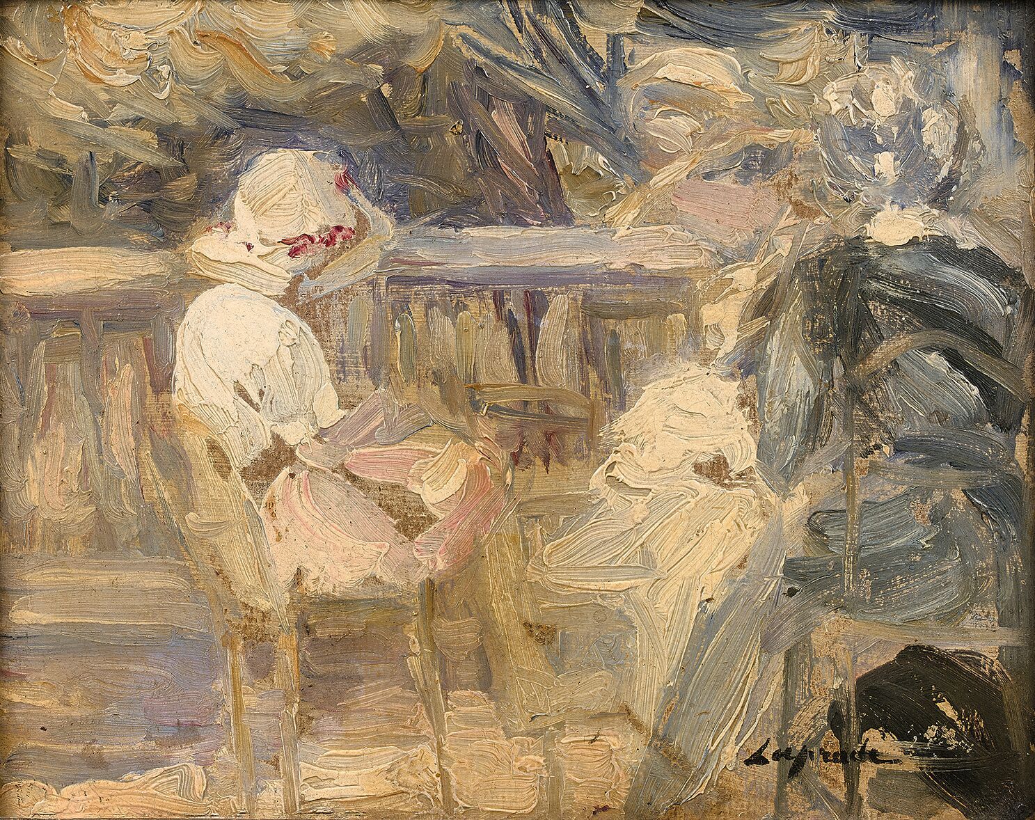 Null 皮埃尔-拉普拉德 (1875-1931)
在花园里
面板油画，右下角有签名。
19.5 x 25 cm