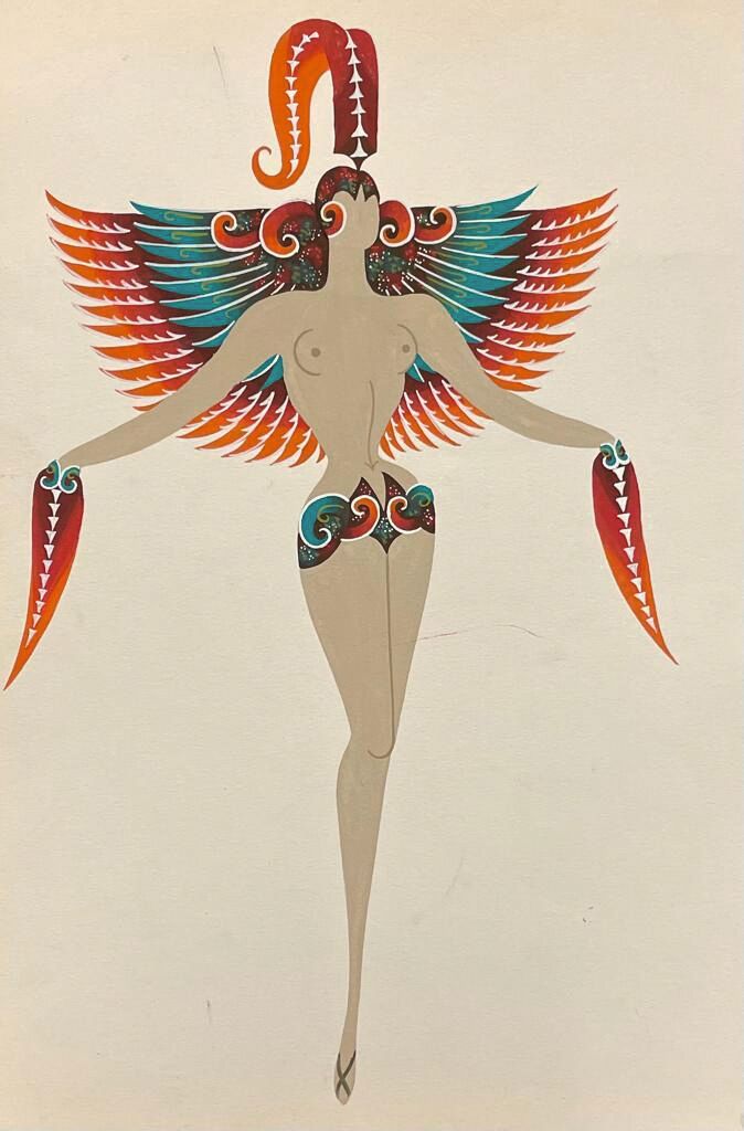 Null ROMAIN DE TIRTOFF dit ERTÉ (1892-1990) 
Le paradis des oiseaux, étude de co&hellip;