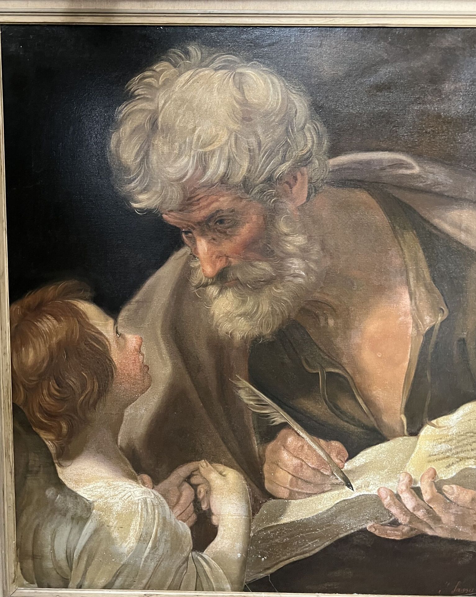 Null D'APRES GUIDO RENI
Saint Mathieu et l'Ange 
Huile sur toile 
Signée en bas &hellip;