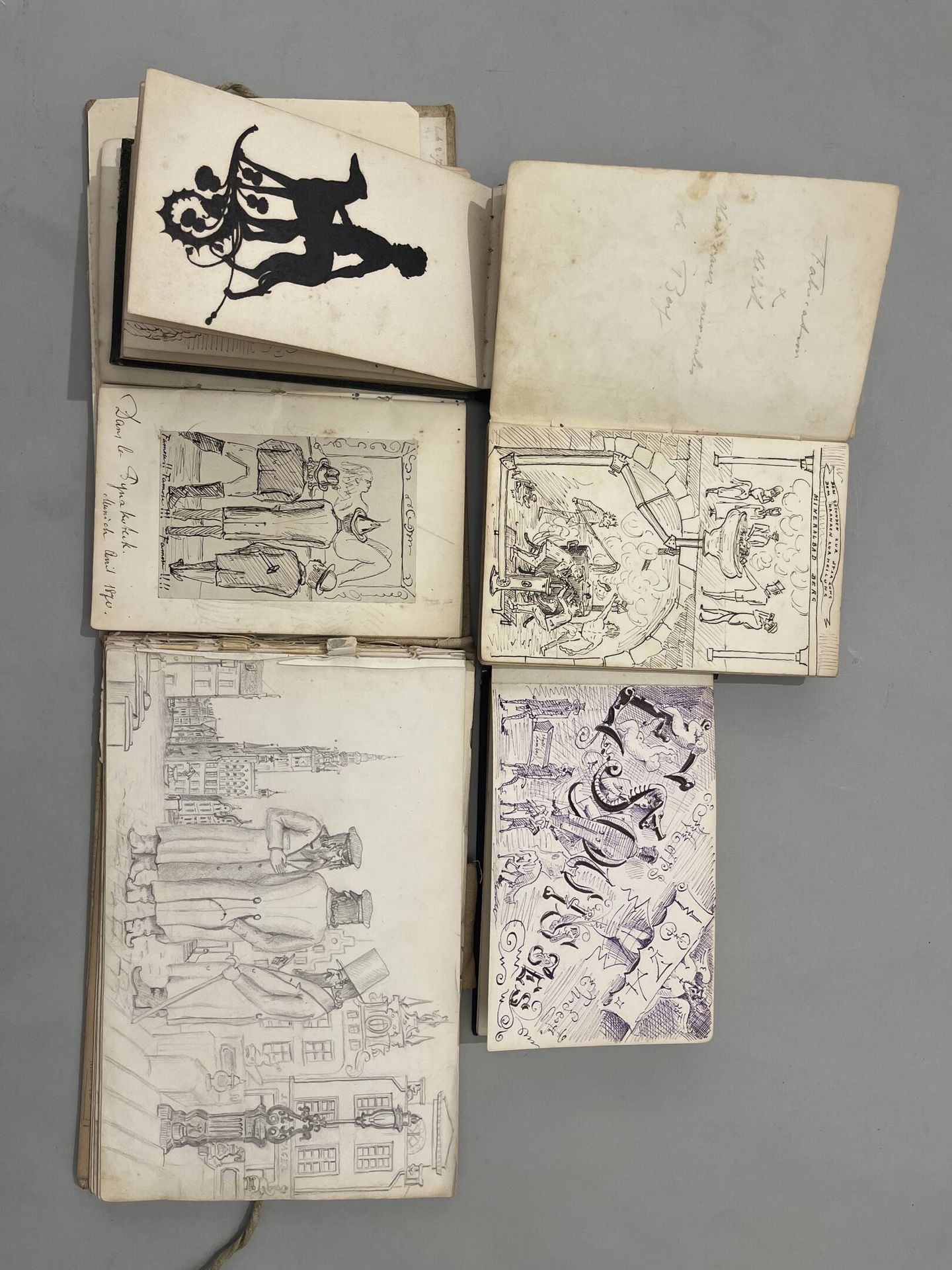 Null André LAMBERT (1851-1929)
Five small notebooks of caricatures (1870-1874).