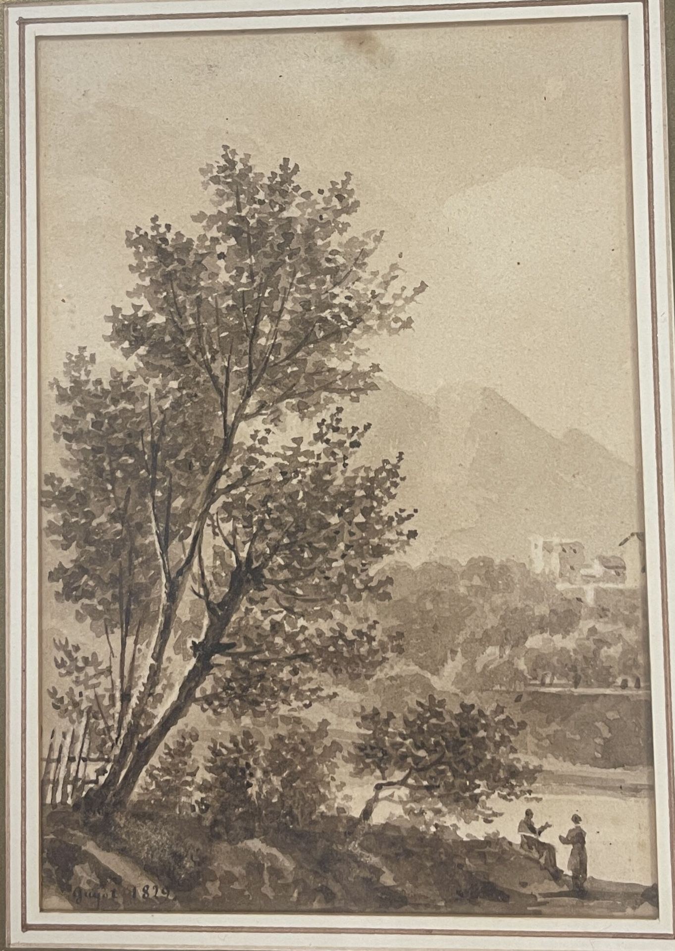 Null Antoine Patrice GUYOT (1777-1845)
Paysage bord de rivière avec château et p&hellip;