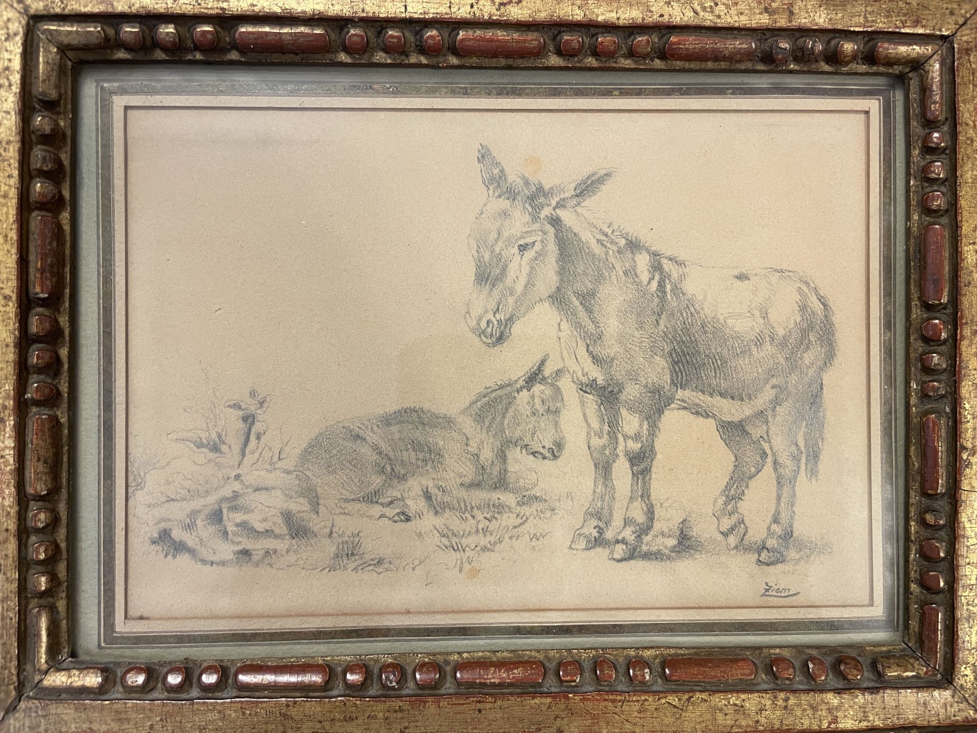 Null Félix ZIEM (1821-1911)
« Anon et ânesse »
Dessin au crayon 
11,5 x 17 cm à &hellip;