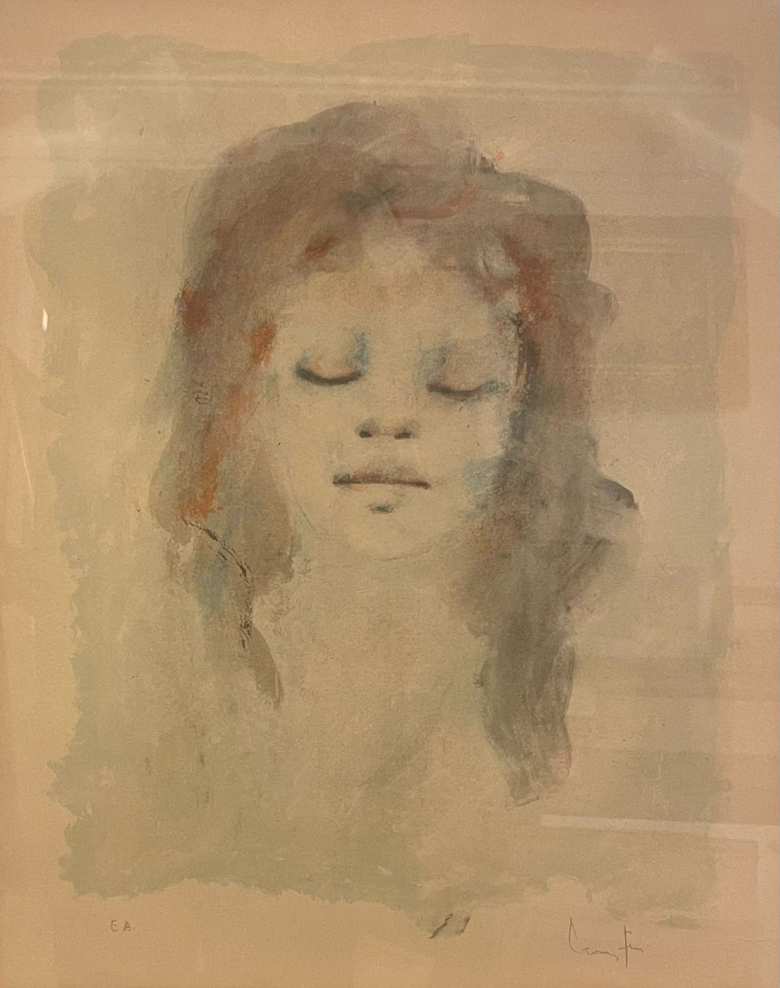 Null Léonore FINI (1907-1996) 
"一个女人的肖像"。
彩色石版画，右下角有签名，左下角有编号EA，为艺术家的证明，用石墨写成。
(&hellip;