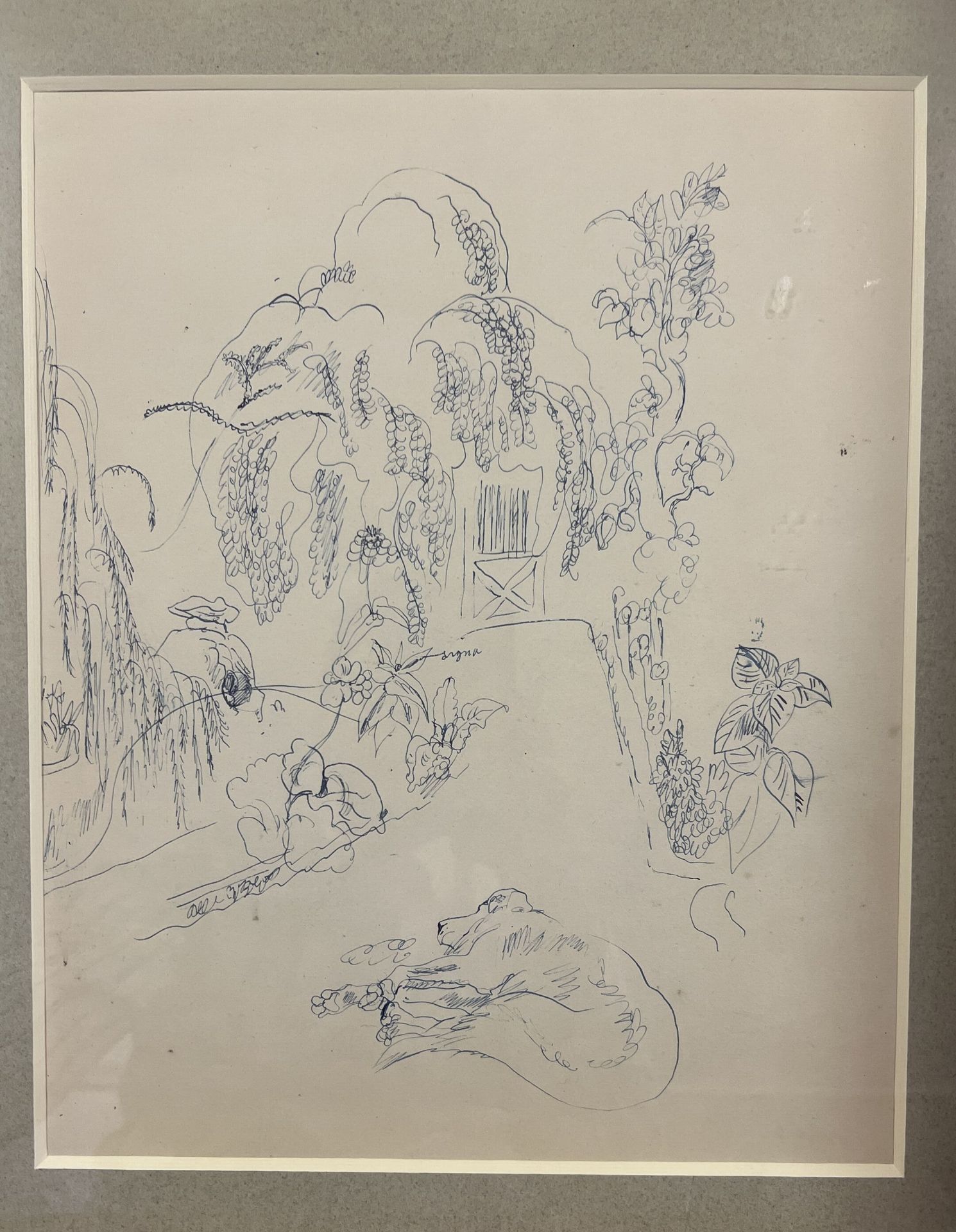 Null 查尔斯-拉博德，人称查斯-拉博德（1886年，布宜诺斯艾利斯-1941年，巴黎）。

花园里的狗在打盹
蓝色墨水
31 x 25 cm (展出中)

&hellip;