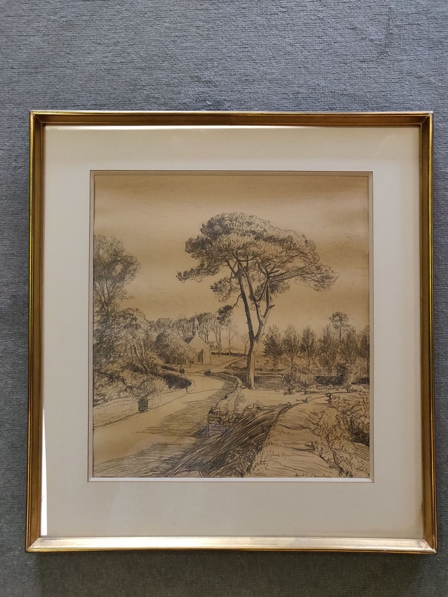 Null "Chapel among the pines".
Black pencil drawing signed in the lower right co&hellip;