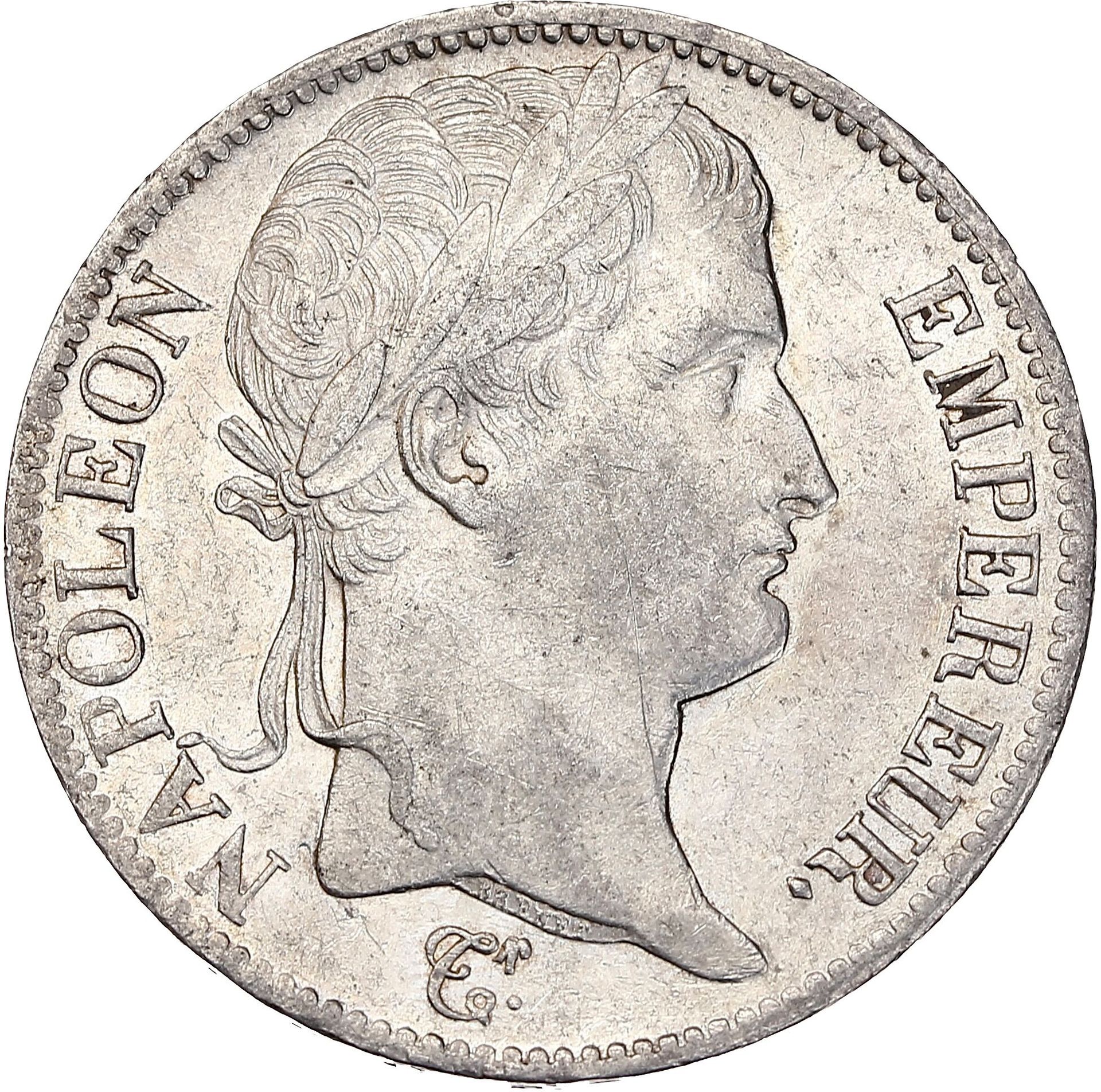 Null 第一帝国
5法郎 拿破仑，头戴桂冠。帝国。1812.巴黎。
他的桂冠头向右。
R/价值在月桂花环中。
G. 584.
铸造精良。极好的。