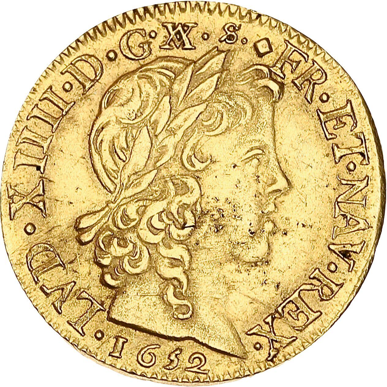 Null LOUIS XIV (1643-1715)
Louis d'or à la mèche longue. 1652. Lyon. 6,76 g.
Têt&hellip;