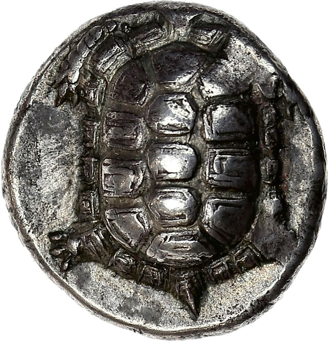 Null BEOTIE
Aegina (404-350 BC)
Statere. 12,19 g.
Tortoise, carapace formed of t&hellip;
