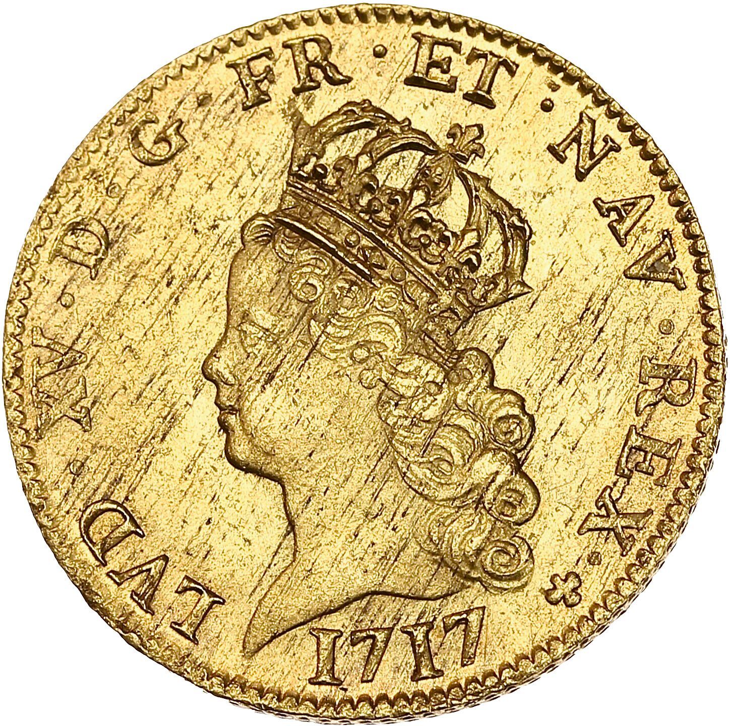 Null 路易十五(1715-1774)
路易-德-诺伊尔。1717.巴黎。12,27 g.
国王的皇冠头像在左边。
R/ 法国的两个冠状盾牌和纳瓦拉的两个冠状&hellip;