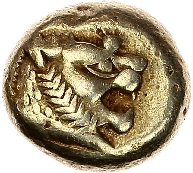 Null 吕底亚王国
吕底亚（公元前6世纪）
电子半身像。4.70克。
狮子头右，嘴巴张开。 
R/ 空心长方形。
B.M.C. 22-27。
TTB.