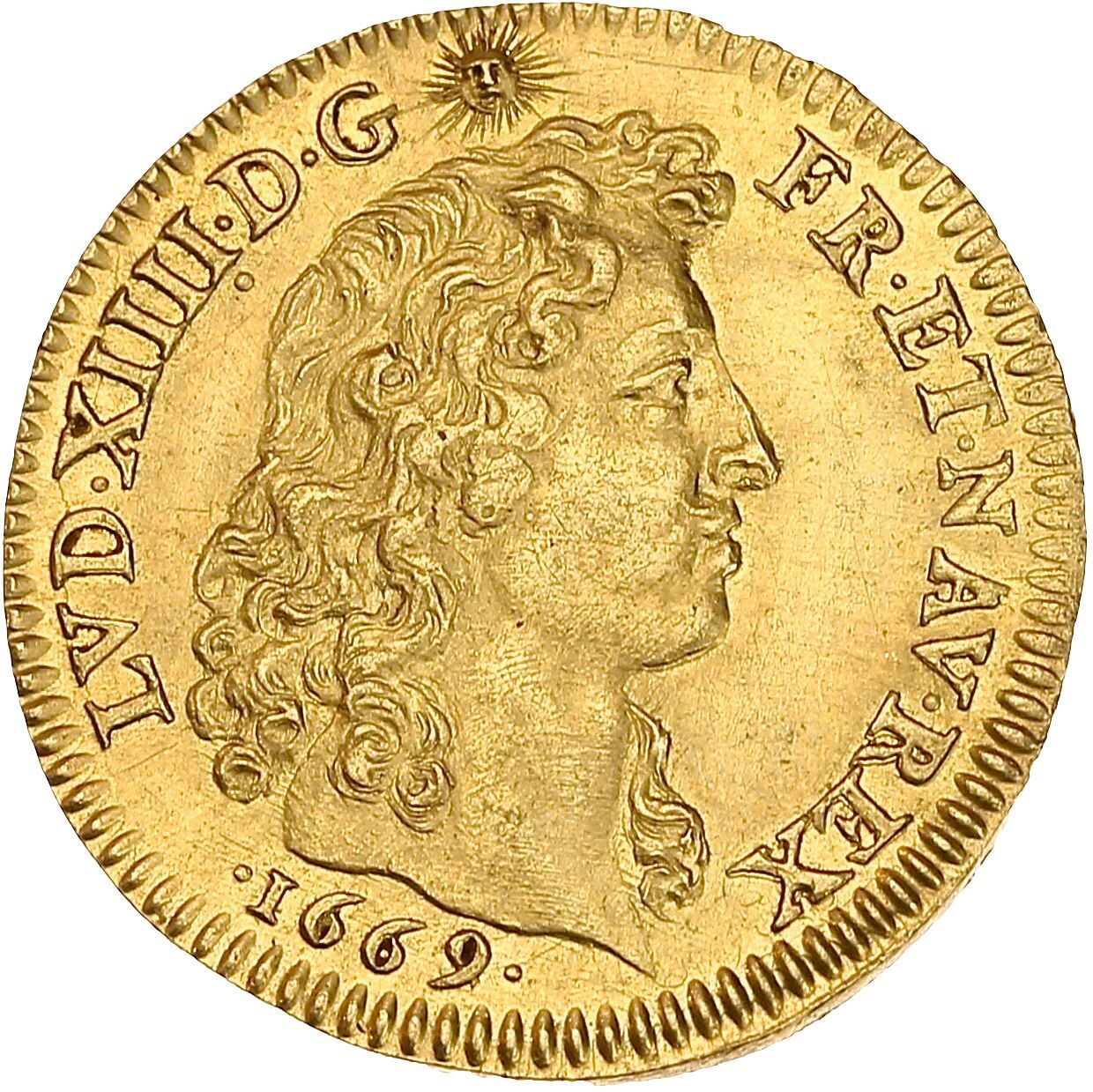 Null LUIGI XIV (1643-1715)
Luigi d'oro alla tête virile. 1669. Parigi. 6,77 g.
T&hellip;