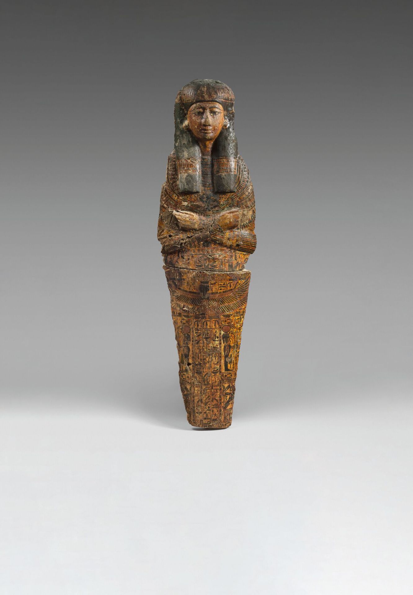 Null Couvercle de sarcophage momiforme au nom de Rouia (?) Chanteuse d'Amon. Ell&hellip;