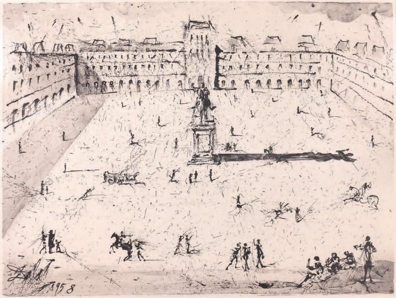 Salvador DALI La Grande Place des Vosges, du temps de Louis XIII Héliogravure, 1&hellip;
