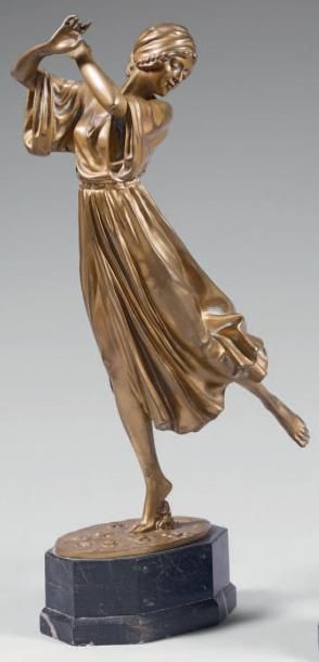 Paul PHILIPPE (1870-1930) Danseuse Épreuve en bronze à patine mordorée, fonte d'&hellip;