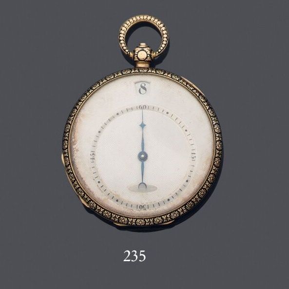 Null Pocket watch in 750 thousandths yellow gold, the case-back decorated with f&hellip;