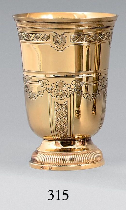 Null Tulip tumbler in 950-thousandths vermeil decorated with latticework and gar&hellip;