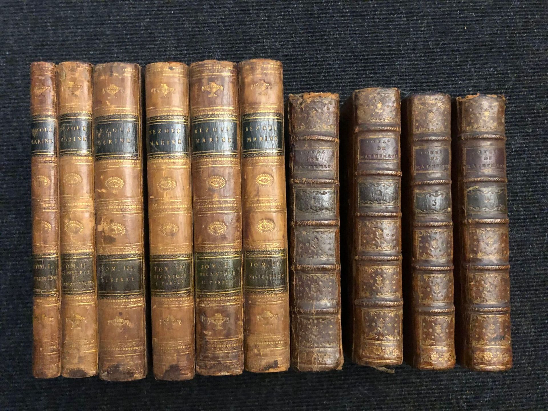 Null BÉZOUT (Étienne). Reunion of 2 works in 10 vol. In-8, contemporary bindings&hellip;