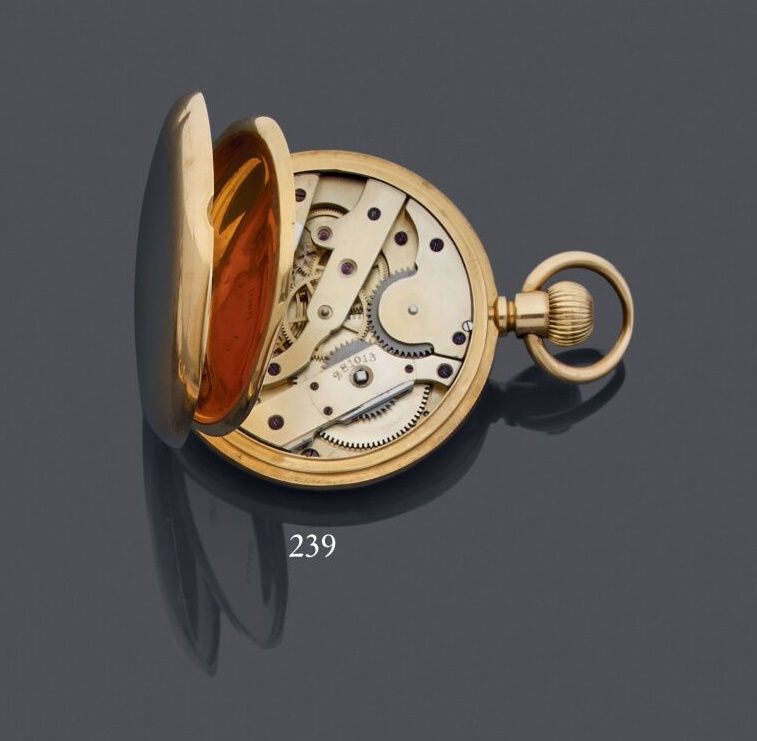Null Reloj de bolsillo de jabón en oro amarillo liso de 750 milésimas, esfera es&hellip;