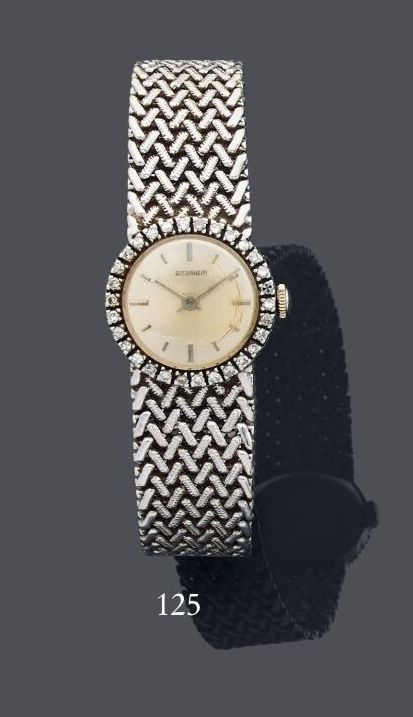 Null Montre-bracelet de dame en or gris 750 millièmes, la montre de forme ronde,&hellip;