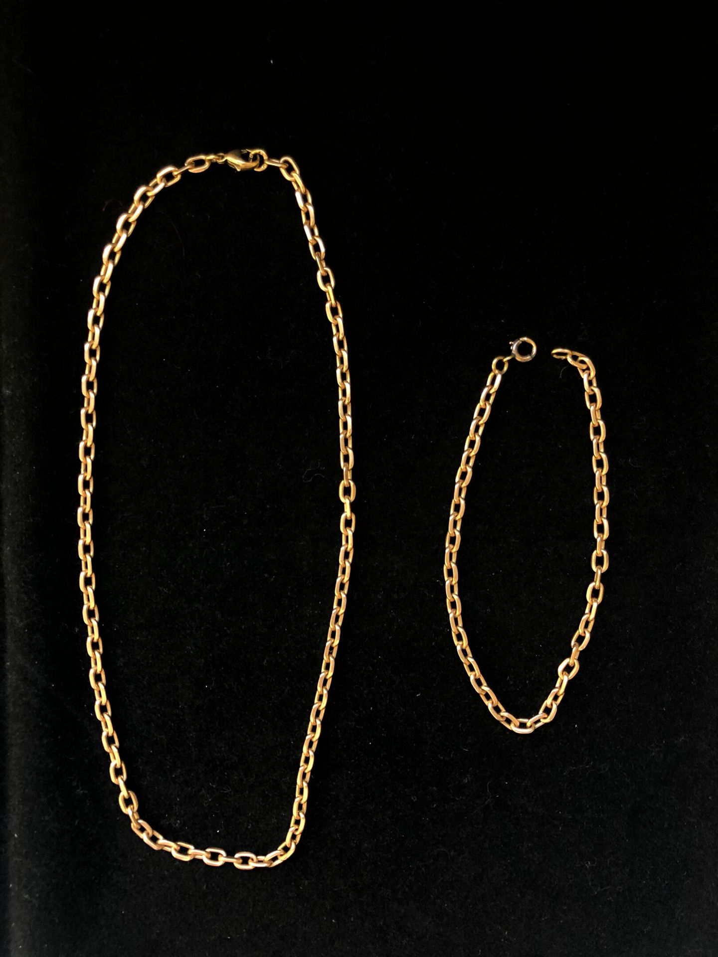 Null Collier et bracelet articulés en or jaune 750 millièmes, les maillons chaîn&hellip;