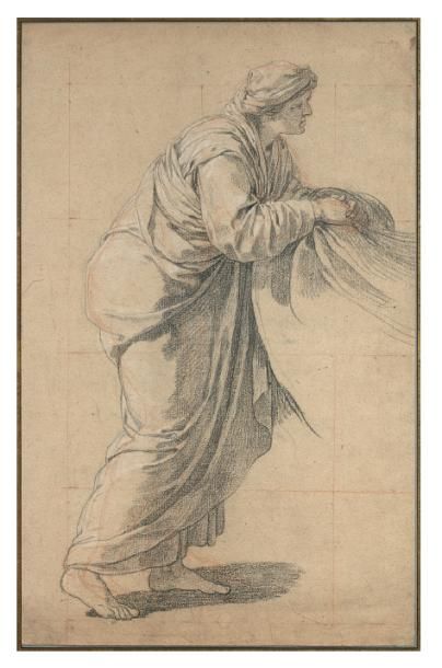Joseph-Benoît SUVÉE (1743-1807) 
Femme âgée, vue de profil, tenant un linge.
Pie&hellip;