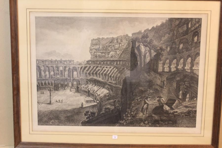 Francesco PIRANESI 
Veduta interna del Colosseo, eau-forte, 49 x 71 cm, marges
5&hellip;