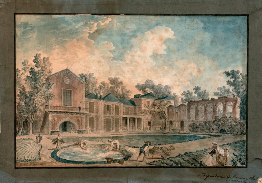 Hubert ROBERT (1703-1808) Vue des dépendances de l'ancien château d'Arcueil anim&hellip;