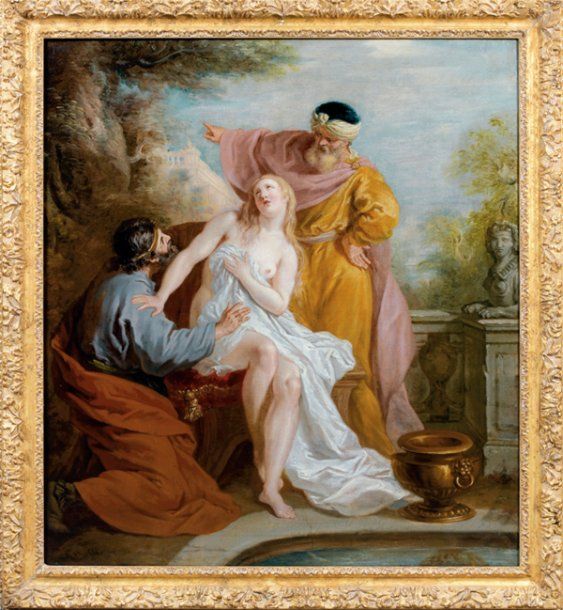 Nicolas BERTIN (1668-1736) Suzanne et les vieillards Huile sur toile, rentoilée.&hellip;