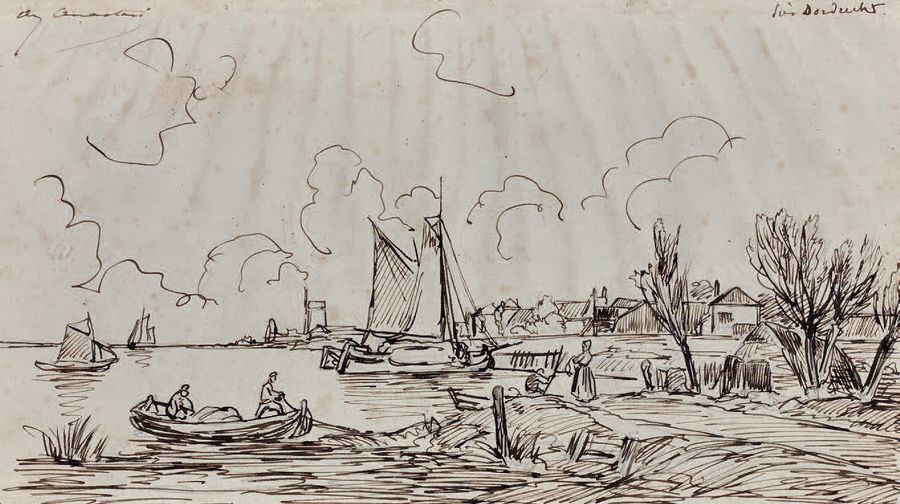 AUGUSTE ANASTASI (1820-1889) 
Vue de Dordrecht
Plume, signée en bas à gauche et &hellip;