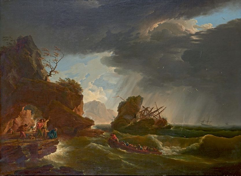 Entourage De Joseph Vernet (1714-1789) Naufrage près d'une côte
Huile sur toile.&hellip;