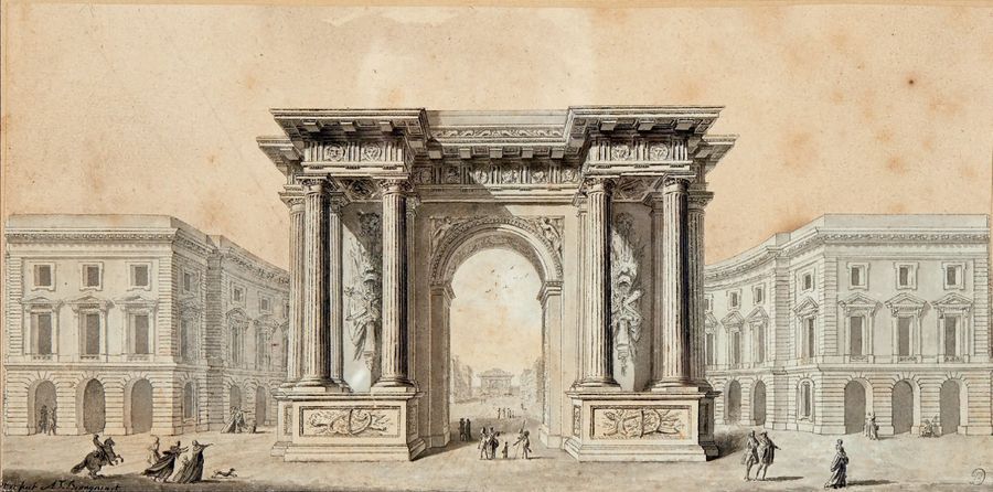 Alexandre-Théodore BRONGNIART (1739-1813) Projet pour un arc de Triomphe
Encre e&hellip;